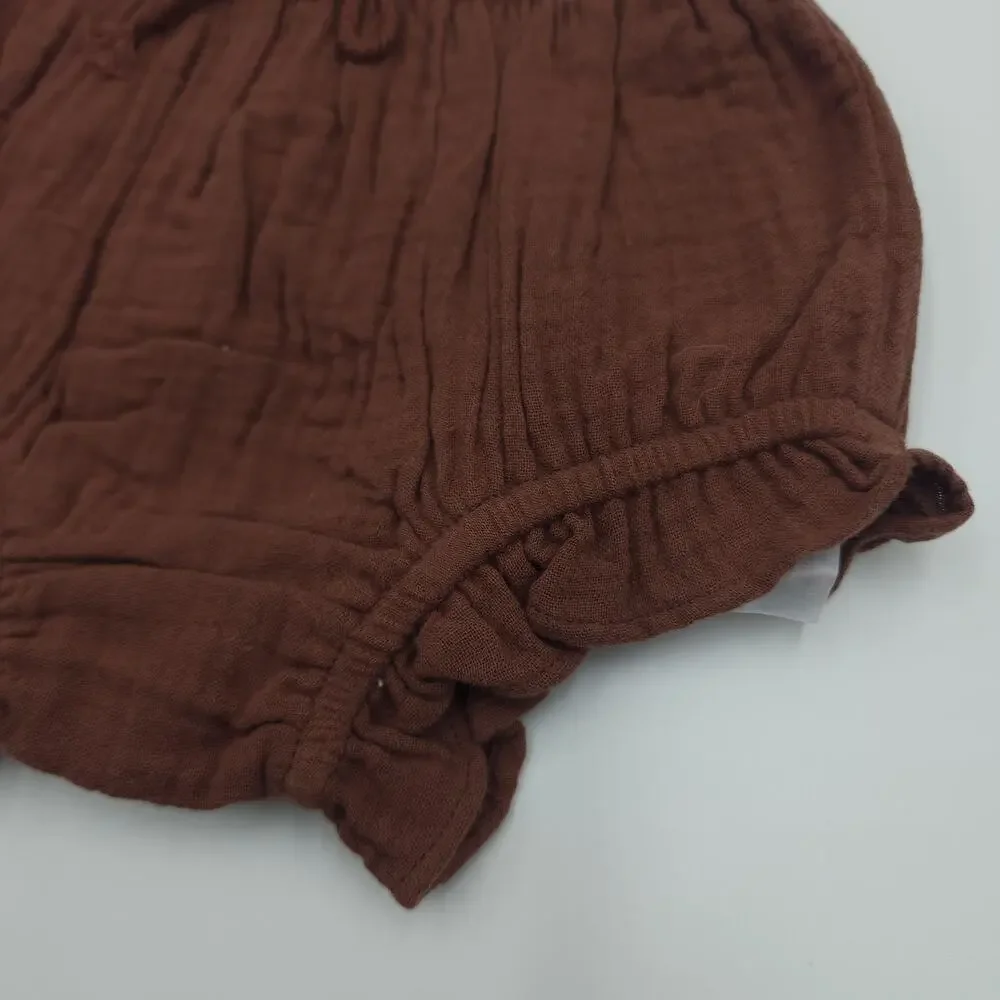 Rylee + Cru Knit Triangle Mustard and Cotton Bloomers Brown Shorts